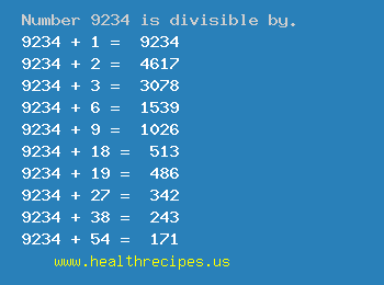 Number 9234 is divisible by the following numbers