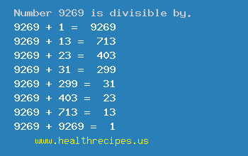 Number 9269 is divisible by the following numbers