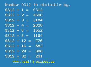 Number 9312 is divisible by the following numbers