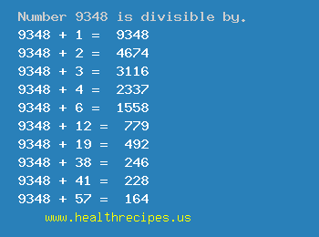Number 9348 is divisible by the following numbers