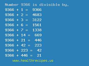 Number 9366 is divisible by the following numbers